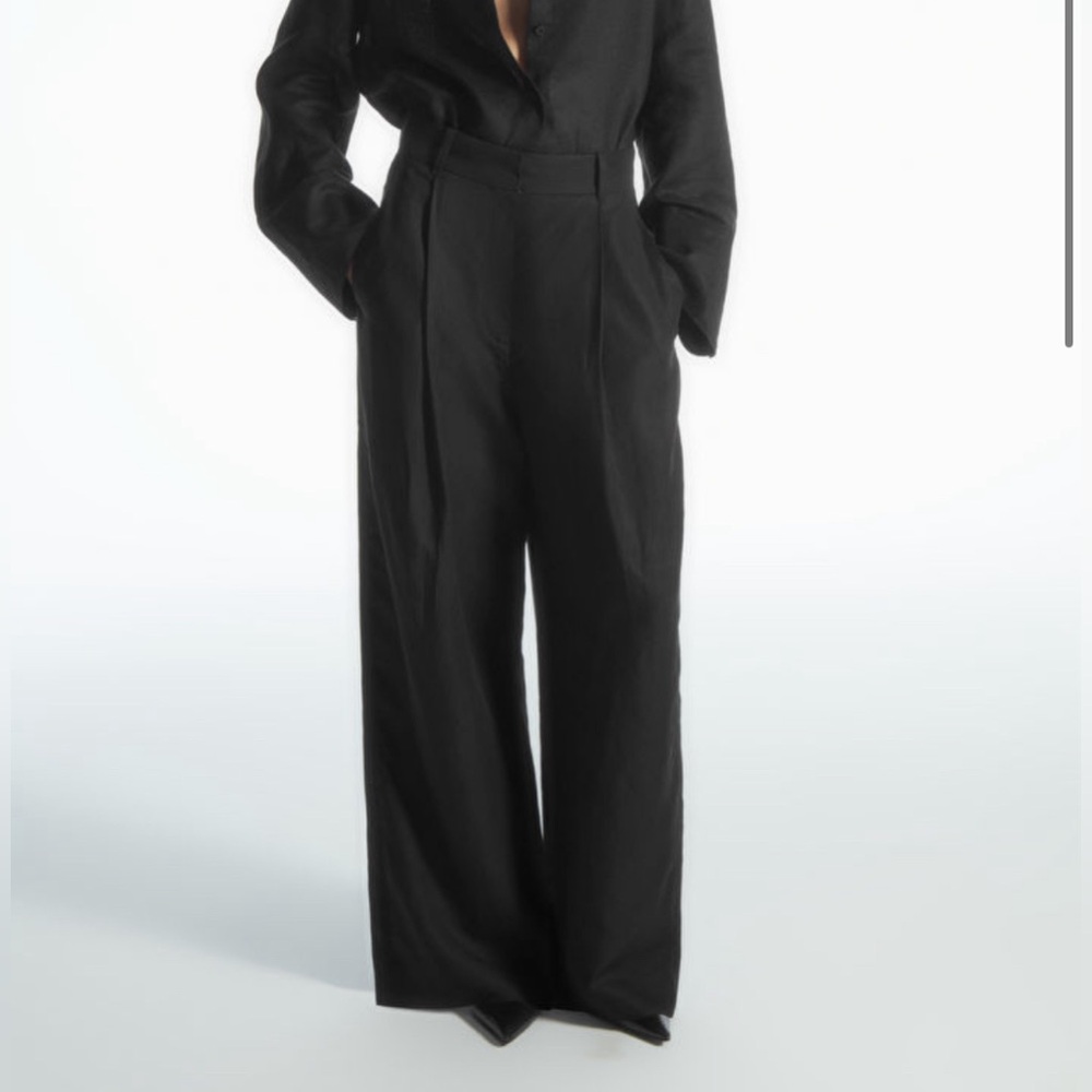 COS Black Linen Trouser Pants